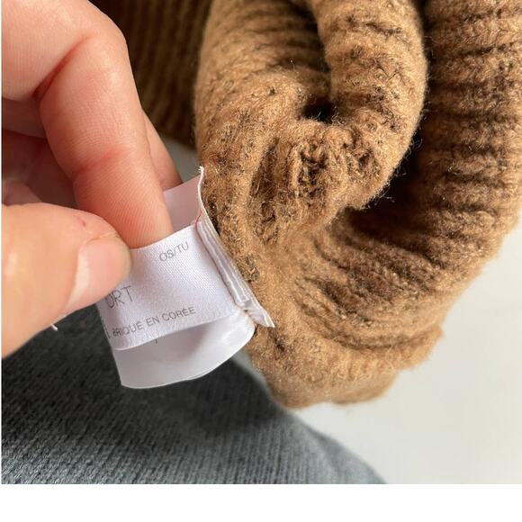 Oak + Fort Sweater Womens One Size Brown Knit Cutout‎ Turtleneck Pullover - Picture 4 of 8